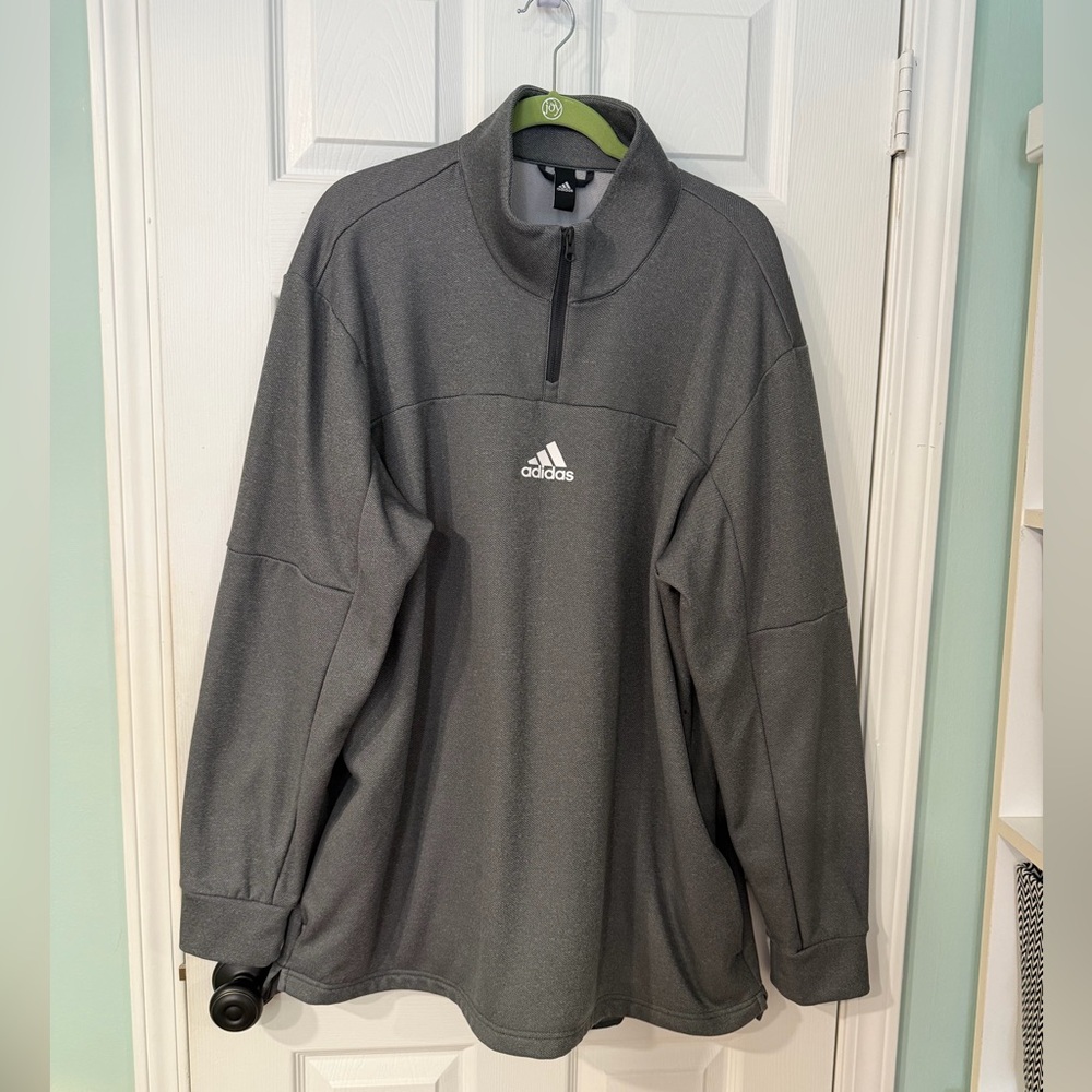 Adidas Gray Pullover with Quarter-Zip and Pockets